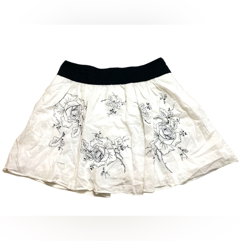 BCBG - Vintage silk embroidered fit and flare mini skirt